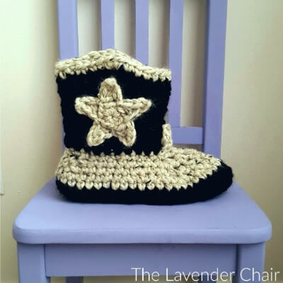 Chunky Cowboy Slippers - Free Crochet Pattern - The Lavender Chair