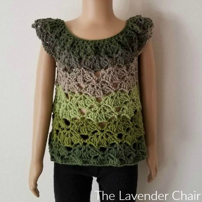 Read more about the article Rounded Yoke Falling Fans Top (Toddler – Child) Crochet Pattern