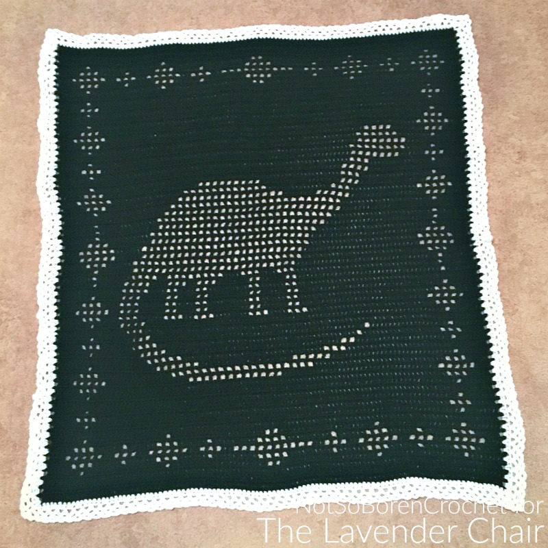 Filet Dinosaur Blanket - Free Crochet Pattern - The Lavender Chair