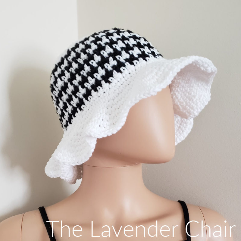 Houndstooth Sun Hat Adult - Free Crochet Pattern - The Lavender Chair