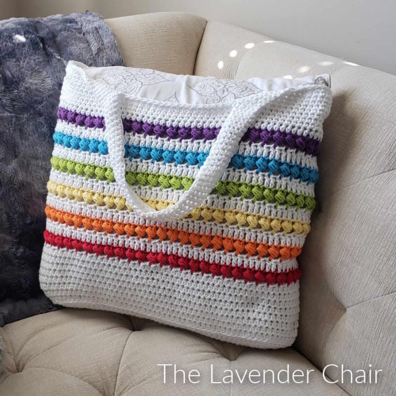 Pearl Clouds Rainbow Market Bag -  Free Crochet Pattern - The Lavender Chair